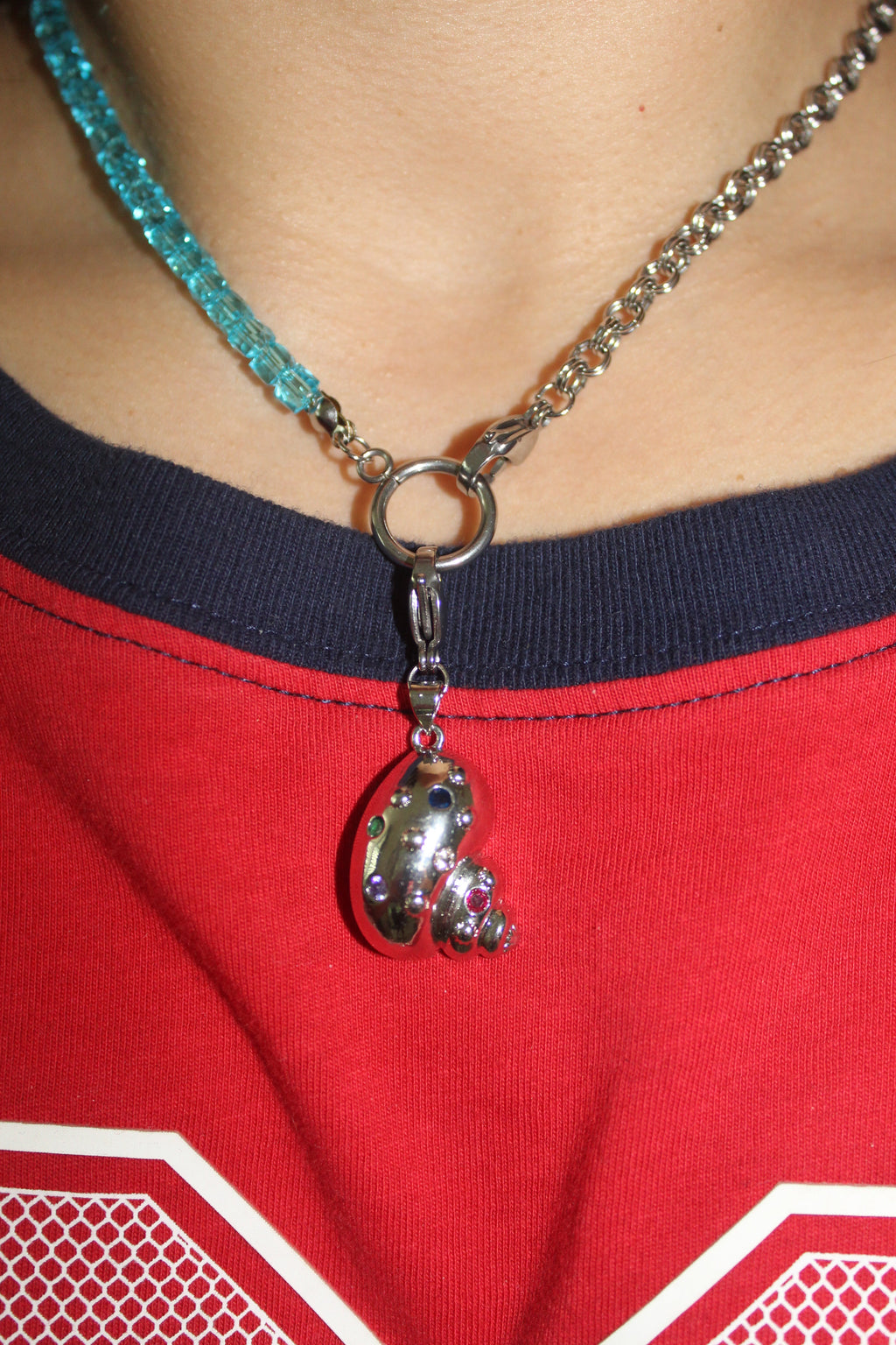 Shiny silver shell charm