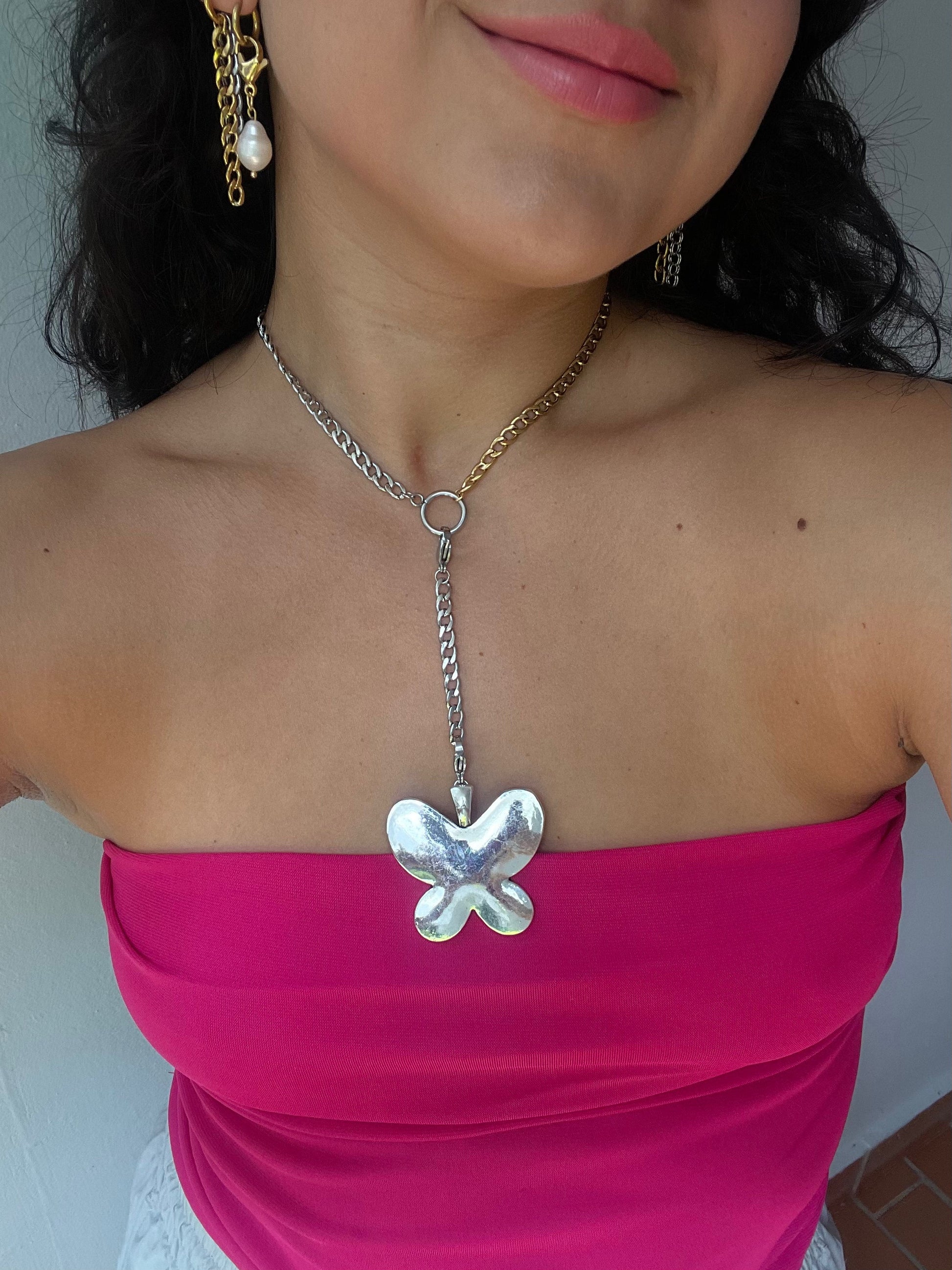 Silvery butterfly charm